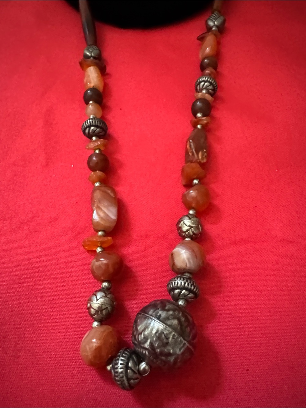 Elegant Orange lucite  Beaded Necklace